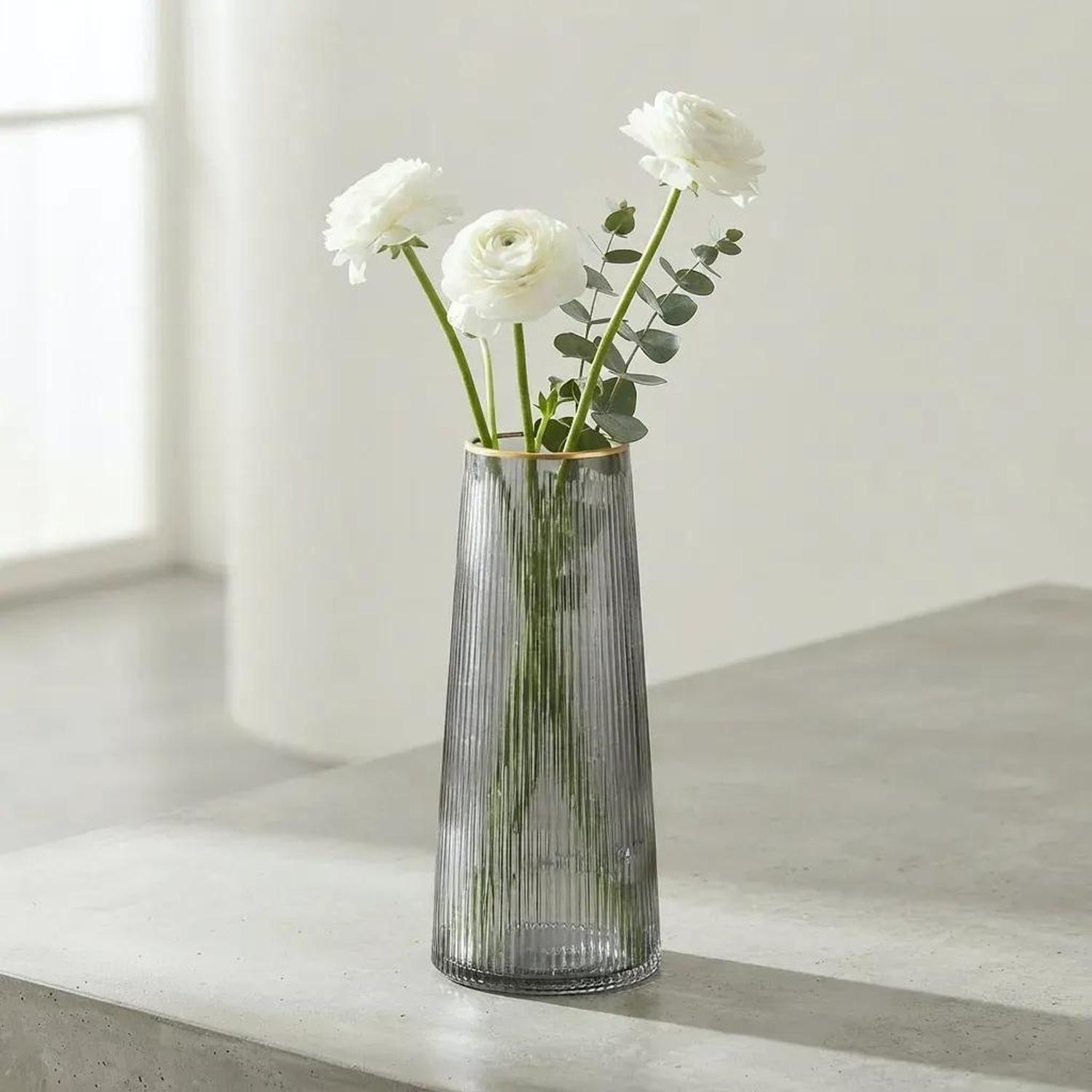 Florero Jarron Decorativo Vidrio Clasico Lineas 22cm-1