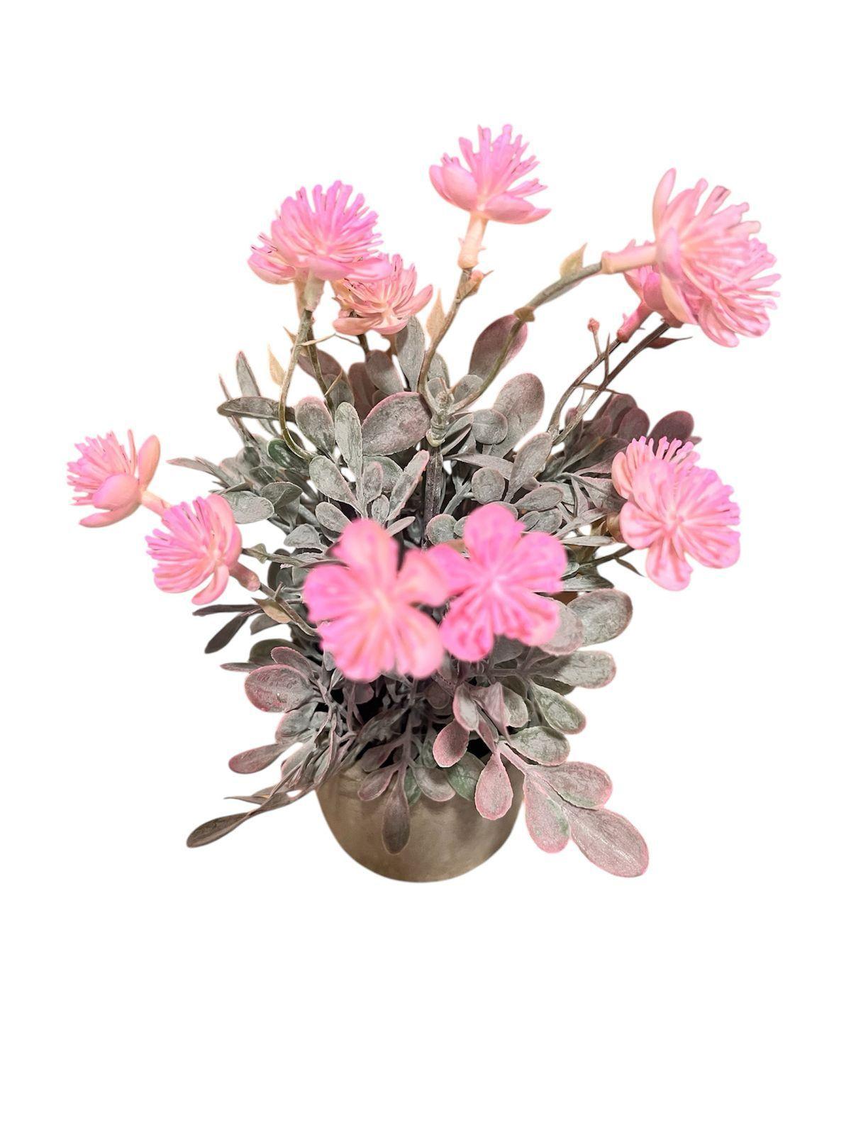 Macetero Planta Artificial Flores Maceta Decorativa Rosa-2