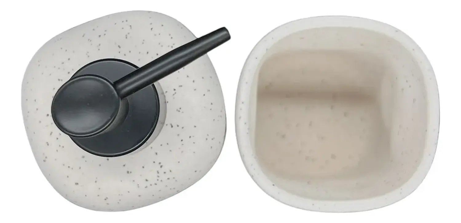 Set De Baño 2 Piezas Ceramica Jabon Porta Cepillo Bn Blanco-1