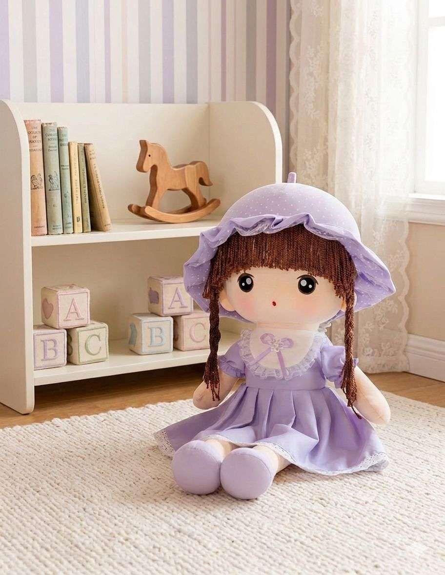 Muñeca De Trapo De Peluche Con Lazo Tierna Suave 45cm L-3