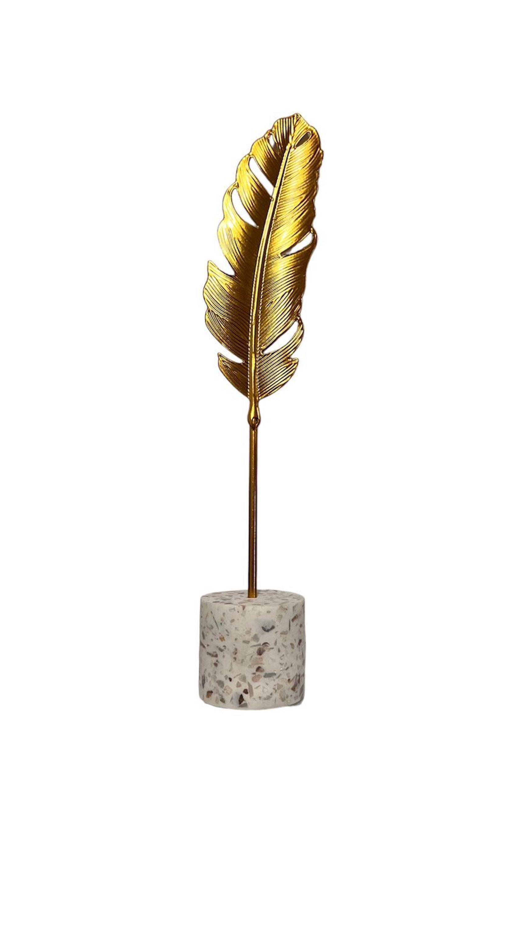 Adorno Decorativo De Hoja Dorada Figura Decorativa 23x4cm-0