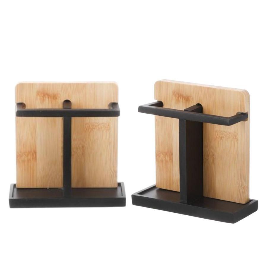 Porta Cepillo De Dientes Diseño Elegante Madera Metal-1