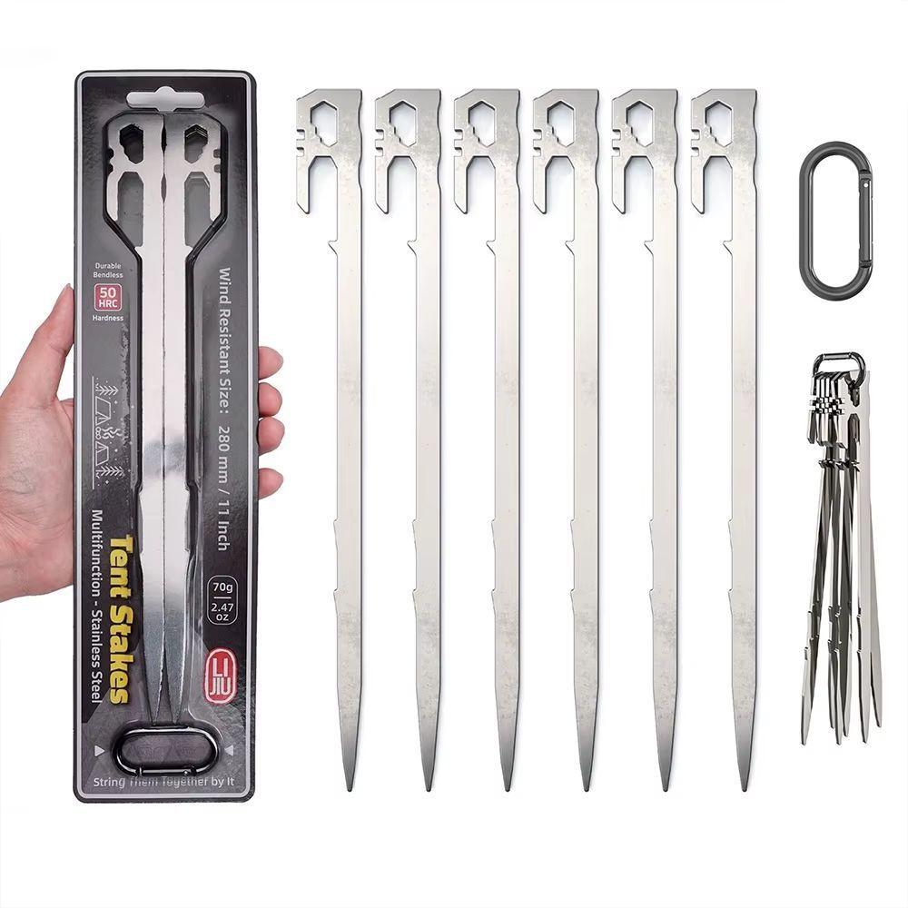 Set De 6 Estacas Multifuncionales Para Carpa Camping Y Mas-0