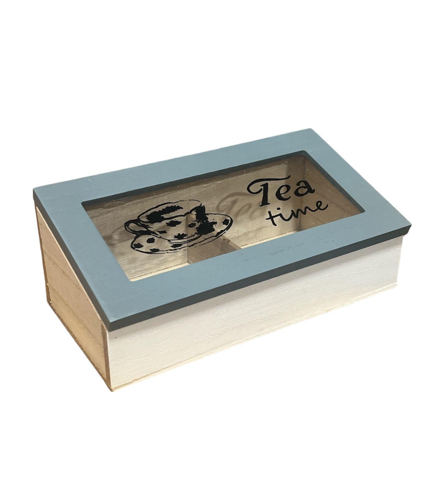Caja De Té Mediana De Madera 2 Espacios-0