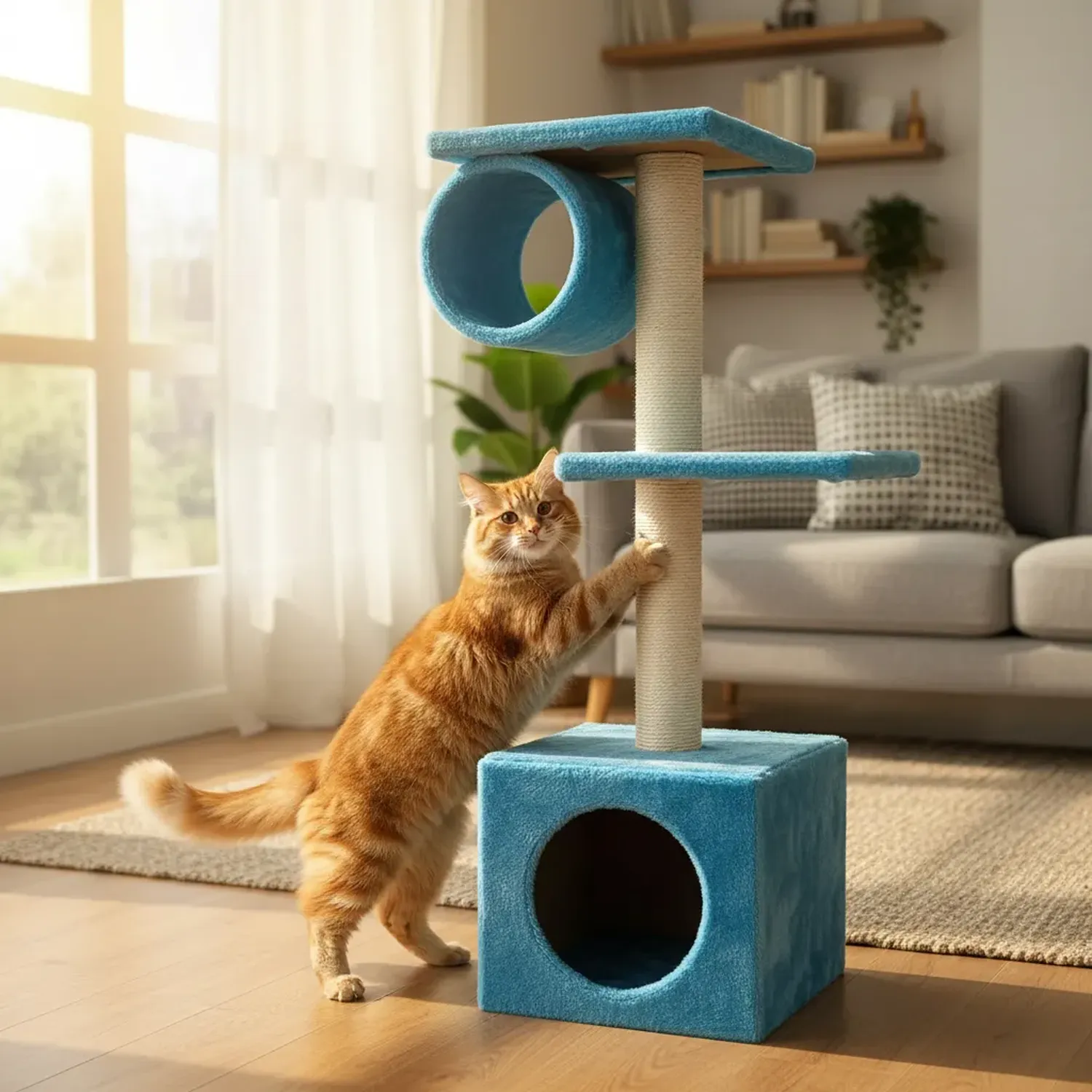 Rascador Repisa Para Gatos Torre De 2 Pisos Gatos 90cm-2