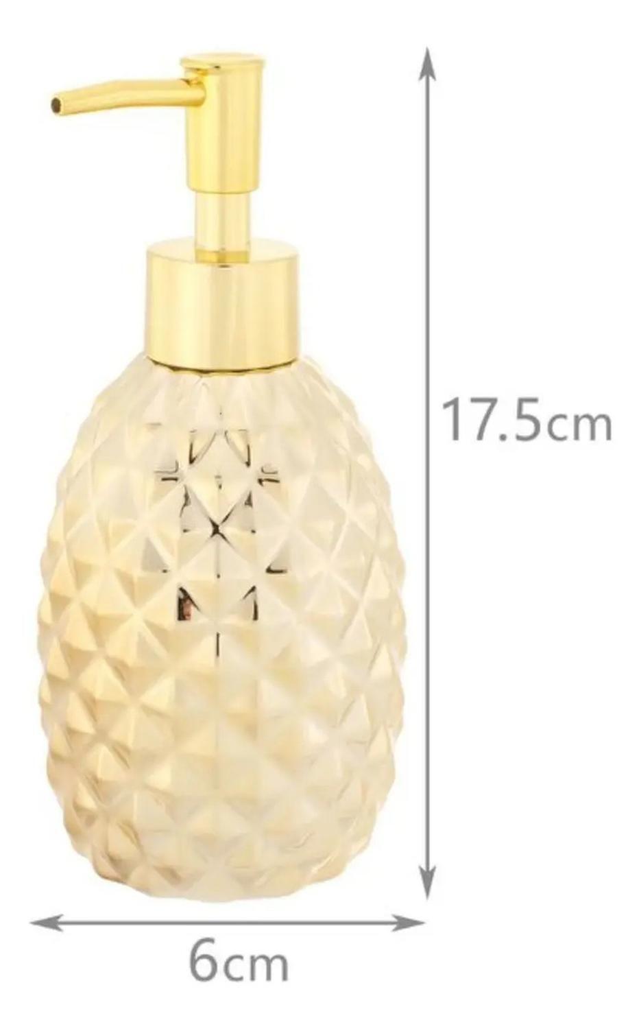 Dispensador Jabón Alcohol Gel 400ml Decorativo Piña Dorado-2
