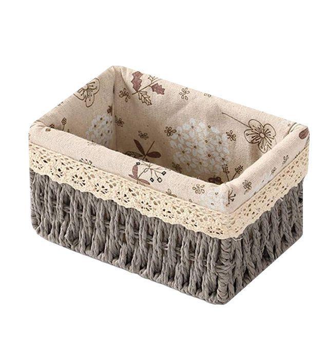 Cesta Panera De Rattan Cesta De Pan Cuadrada 23x16cm GRIS-1