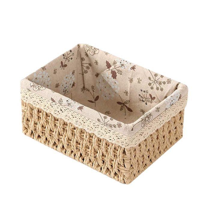 Cesta Panera De Rattan Cesta De Pan Cuadrada 23x16cm GRIS-0