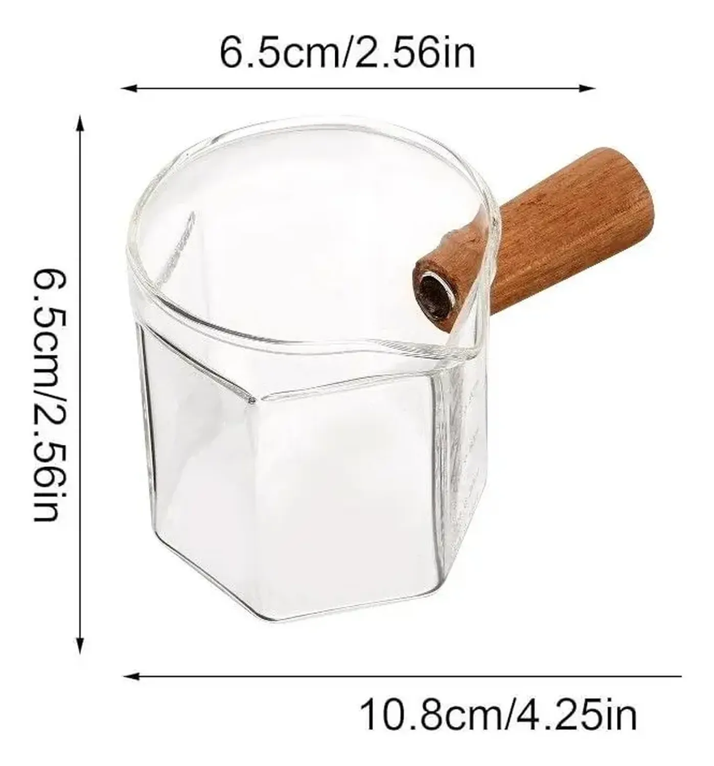 Taza Medidora Vidrio Vaso Medidor Cafe Leche Hexagonal 120ml Transparente-5