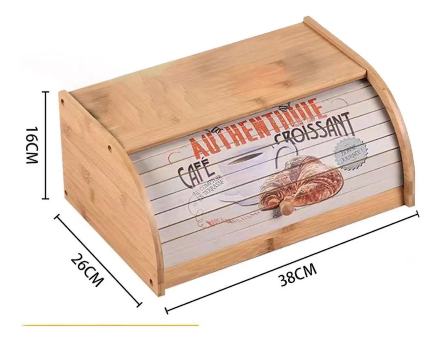 Panera Caja Madera Cesta De Pan Cuadrada 38x26cm Beige-1