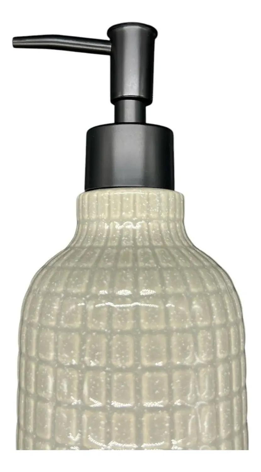 Set De Baño 2 Piezas Ceramica Jabon Porta Cepillo Brillante Gris-1