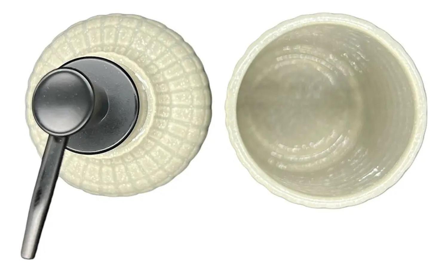 Set De Baño 2 Piezas Ceramica Jabon Porta Cepillo Brillante Gris-2