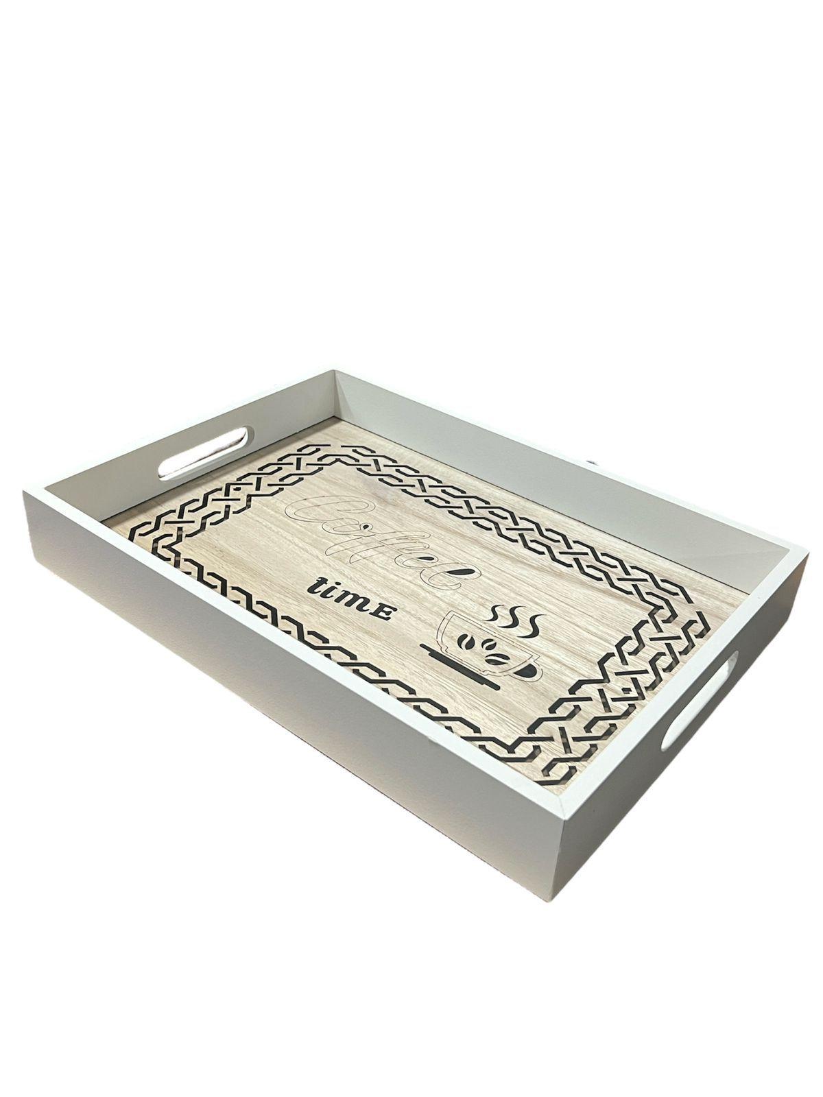 Bandeja Madera Servir Grande Con Diseños Tallados Coffee B-0