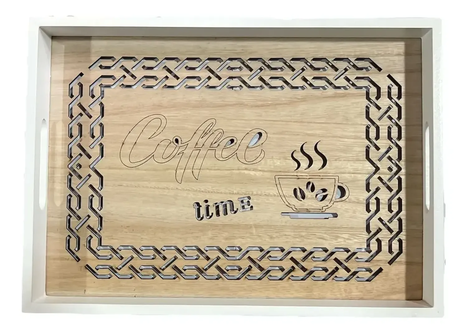 Bandeja Madera Servir Grande Con Diseños Tallados Coffee Beige-1
