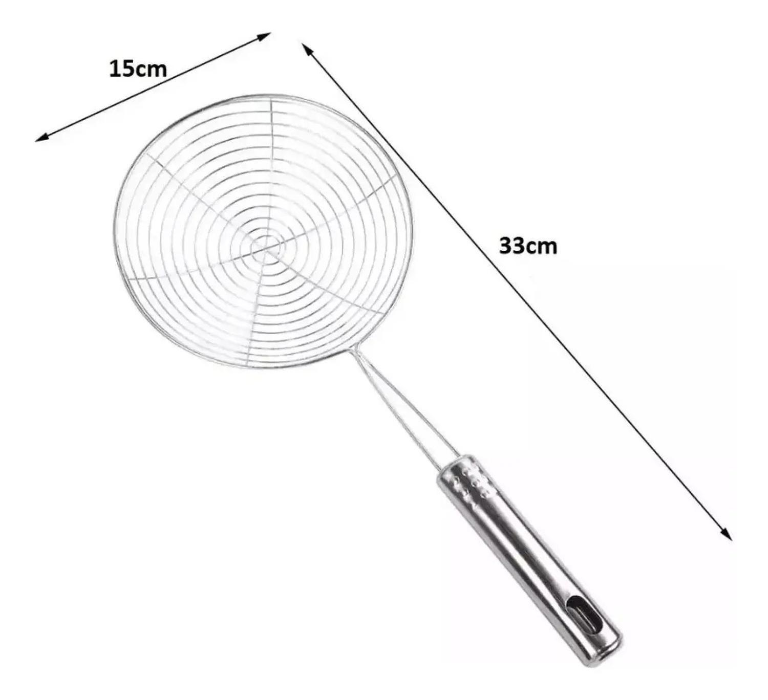 Colador Para Freir Acero Inoxidable Utensilio Cocina 15cm Plateado-2