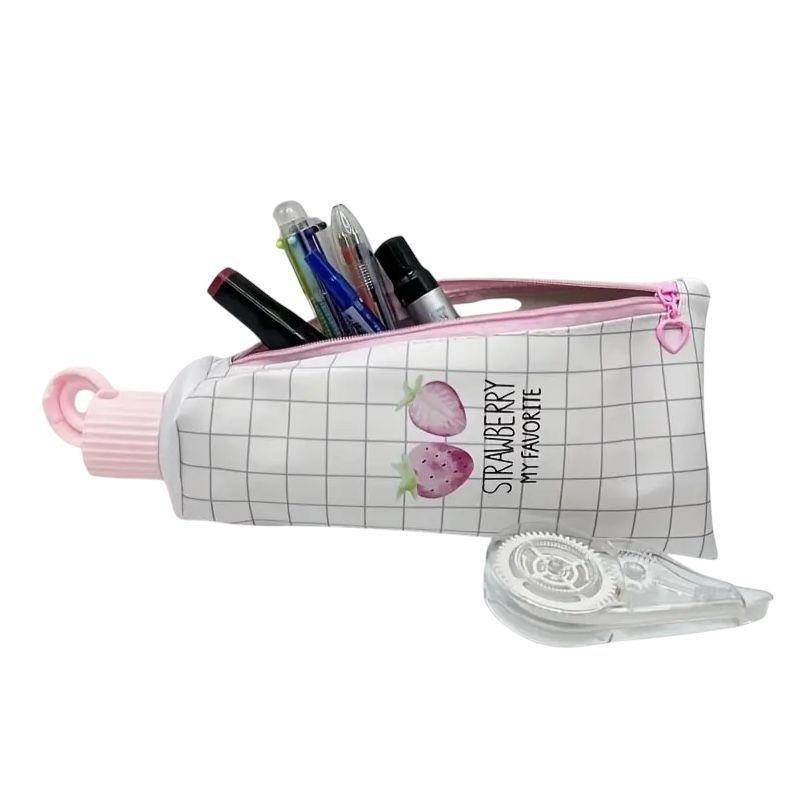 Cartuchera Estuche De Lapices Con Sacapunta Integrado Fresas Enviado Al Azar-0