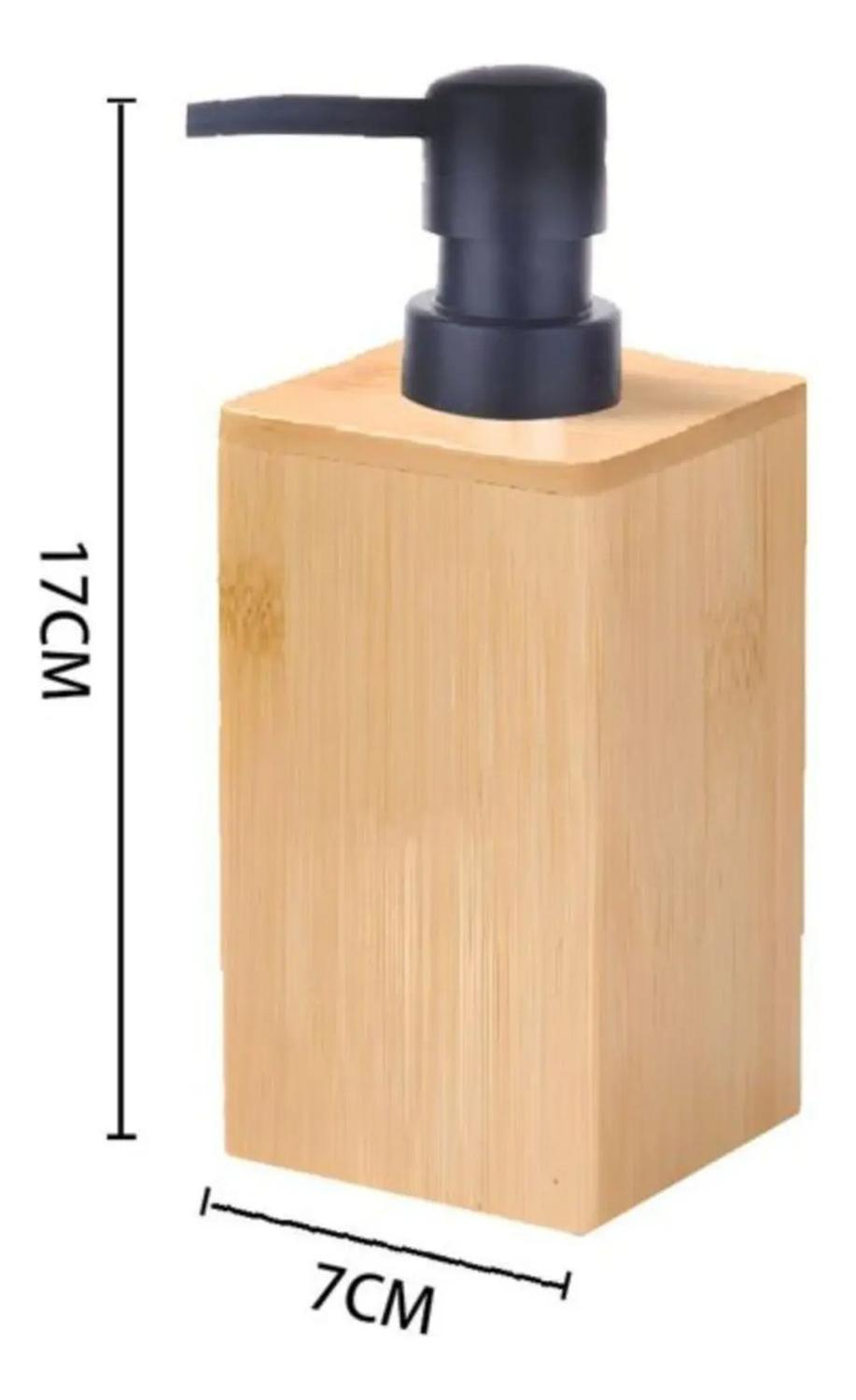 Dispensador Jabón Alcohol Gel Madera Cuadrado 400ml Beige-1