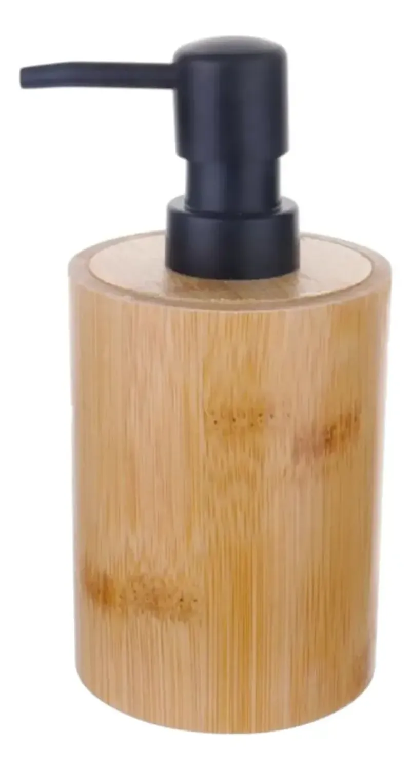 Dispensador Jabón Alcohol Gel Madera Cuadrado 400ml Beige-3