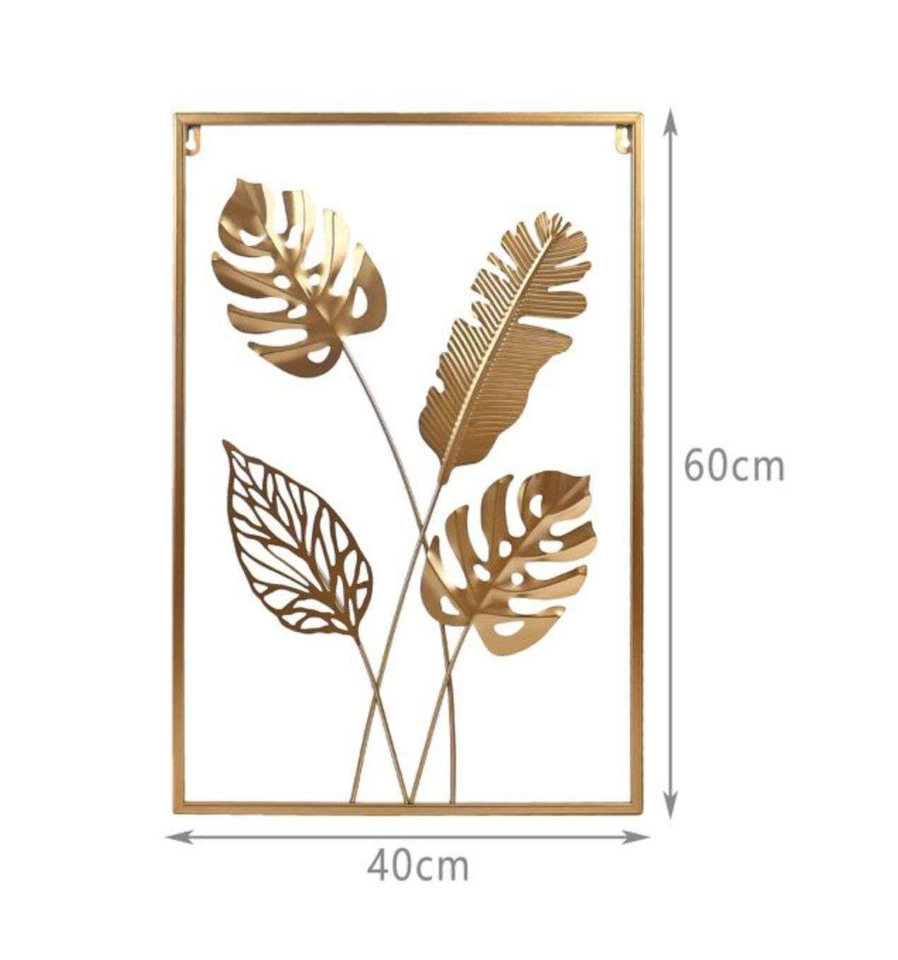 Adorno Decorativo Hojas Cuadro Estilo Metal 60x40cm-1