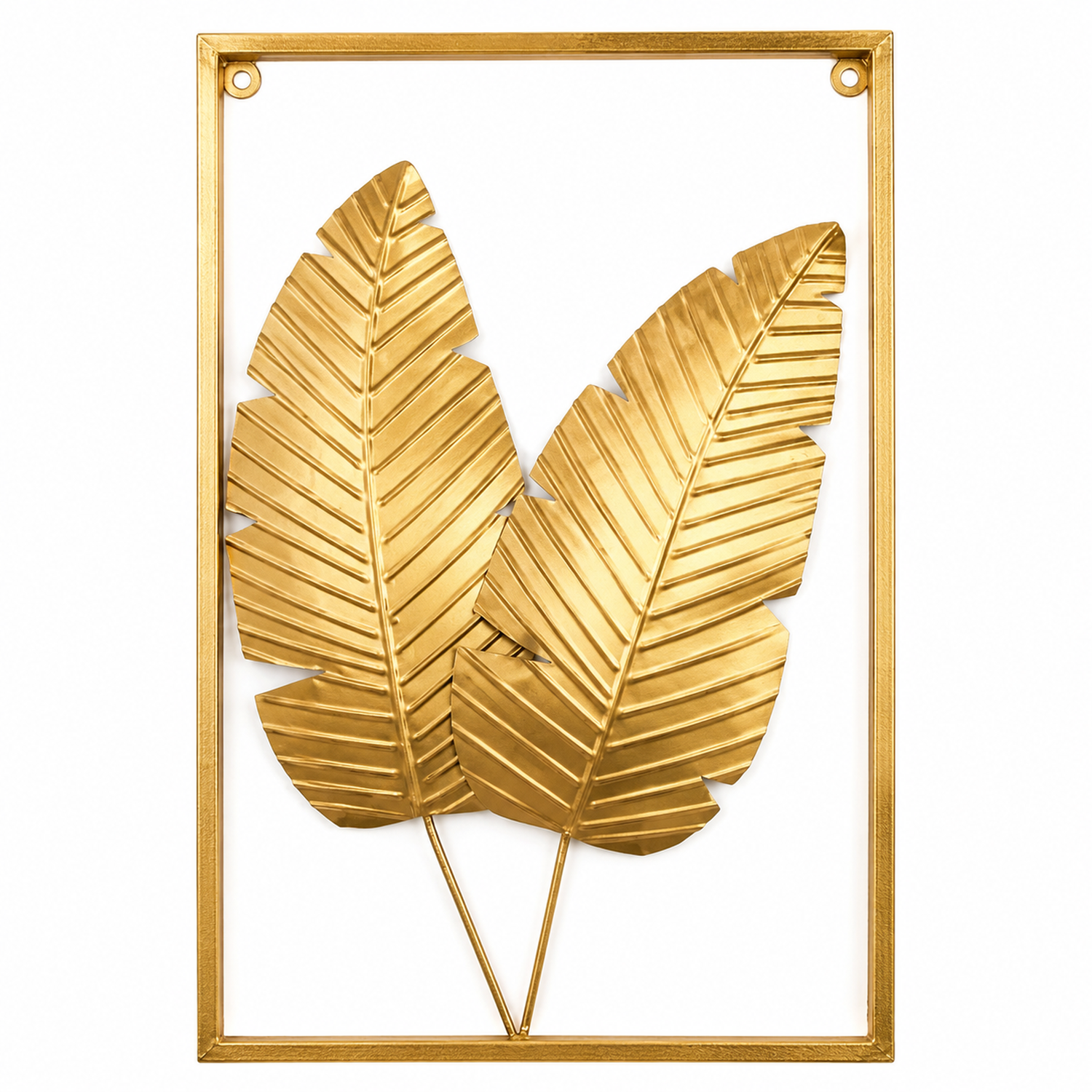Adorno Decorativo Hojas Cuadro Estilo Metal 60x40cm Dorado-0