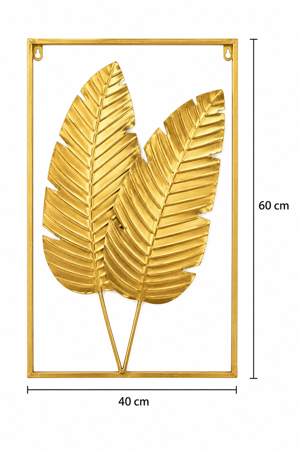 Adorno Decorativo Hojas Cuadro Estilo Metal 60x40cm Dorado-1