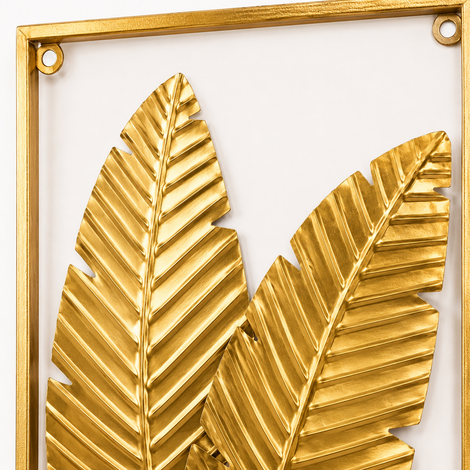 Adorno Decorativo Hojas Cuadro Estilo Metal 60x40cm Dorado-3