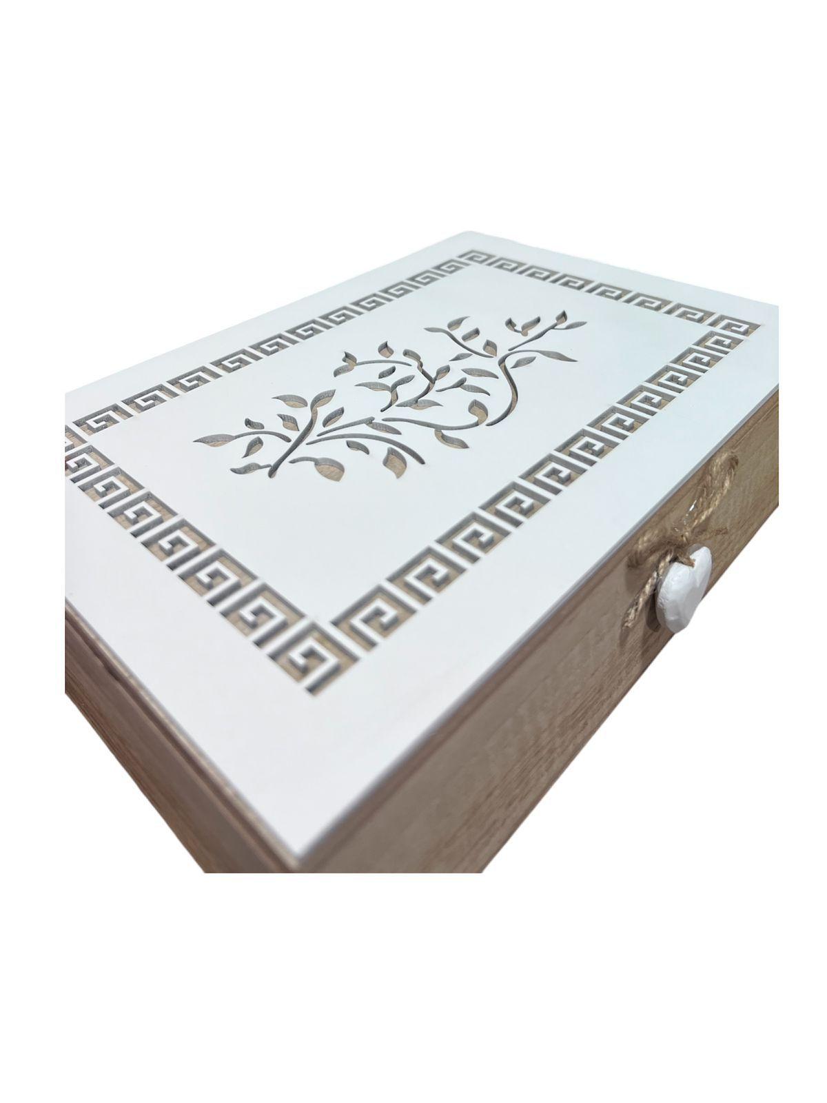 Caja De Té Mediana De Madera 6 Espacios Con Diseños Heart-2