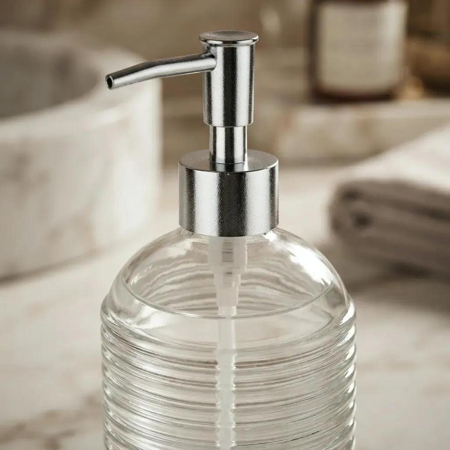 Dispensador Jabón Alcohol Gel 400ml Vidrio Decorativo Transparente-2