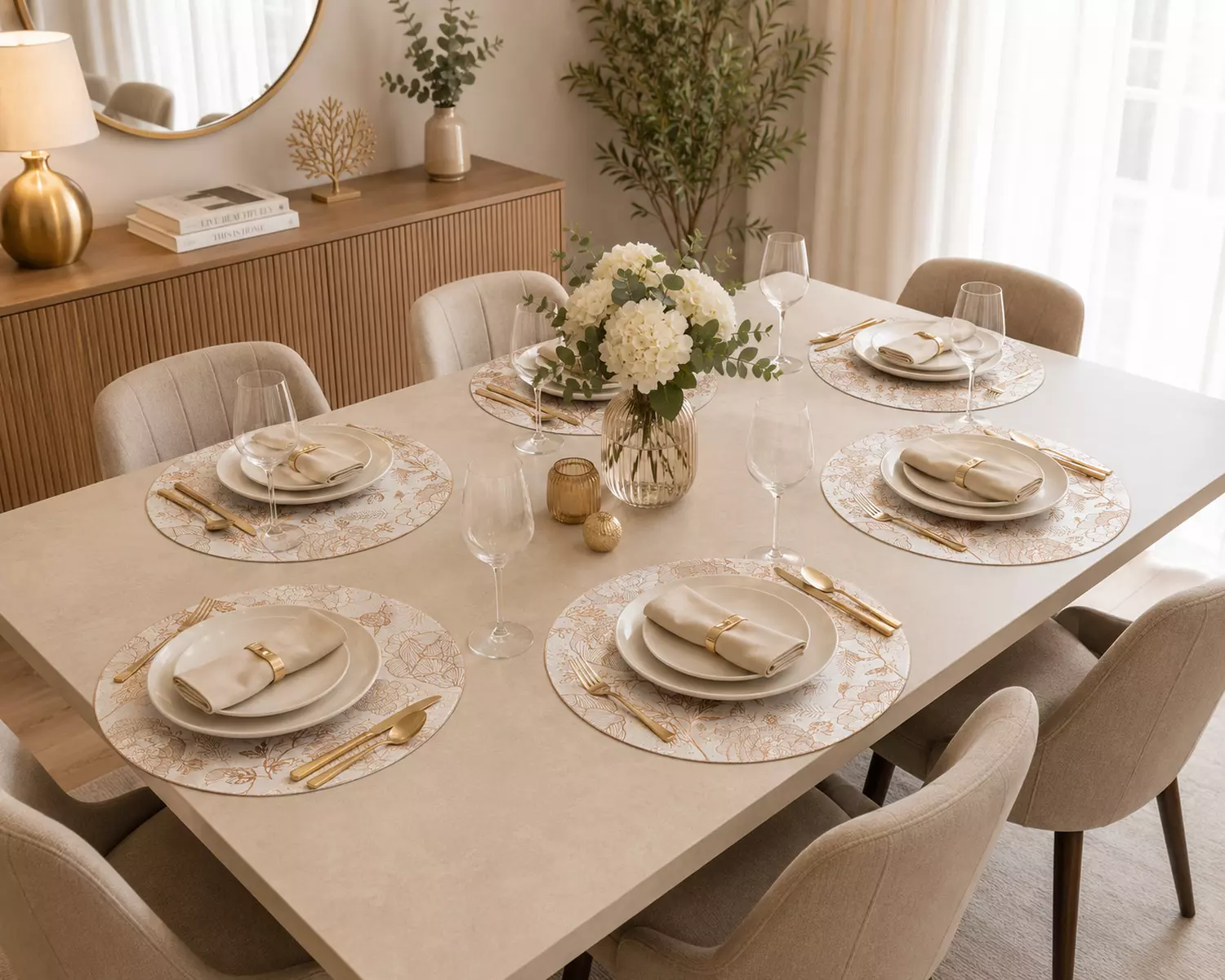 Set 6 Individuales De Mesa Pack 6 Modelo Flores Blanco Varios-3