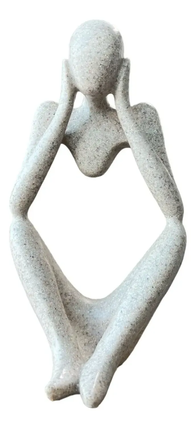 Adorno Persona Pensando Figura Decorativa Escultura Gris-0