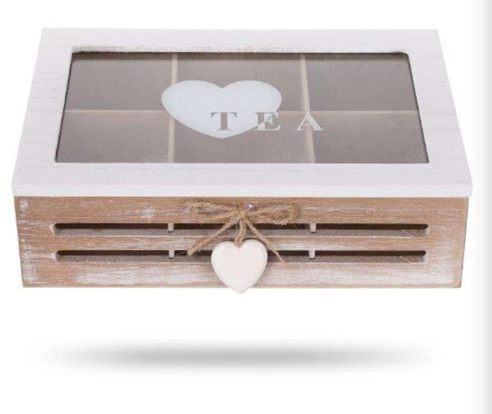 Caja De Té Mediana De Madera 6 Espacios Con Diseños Corazonn-2