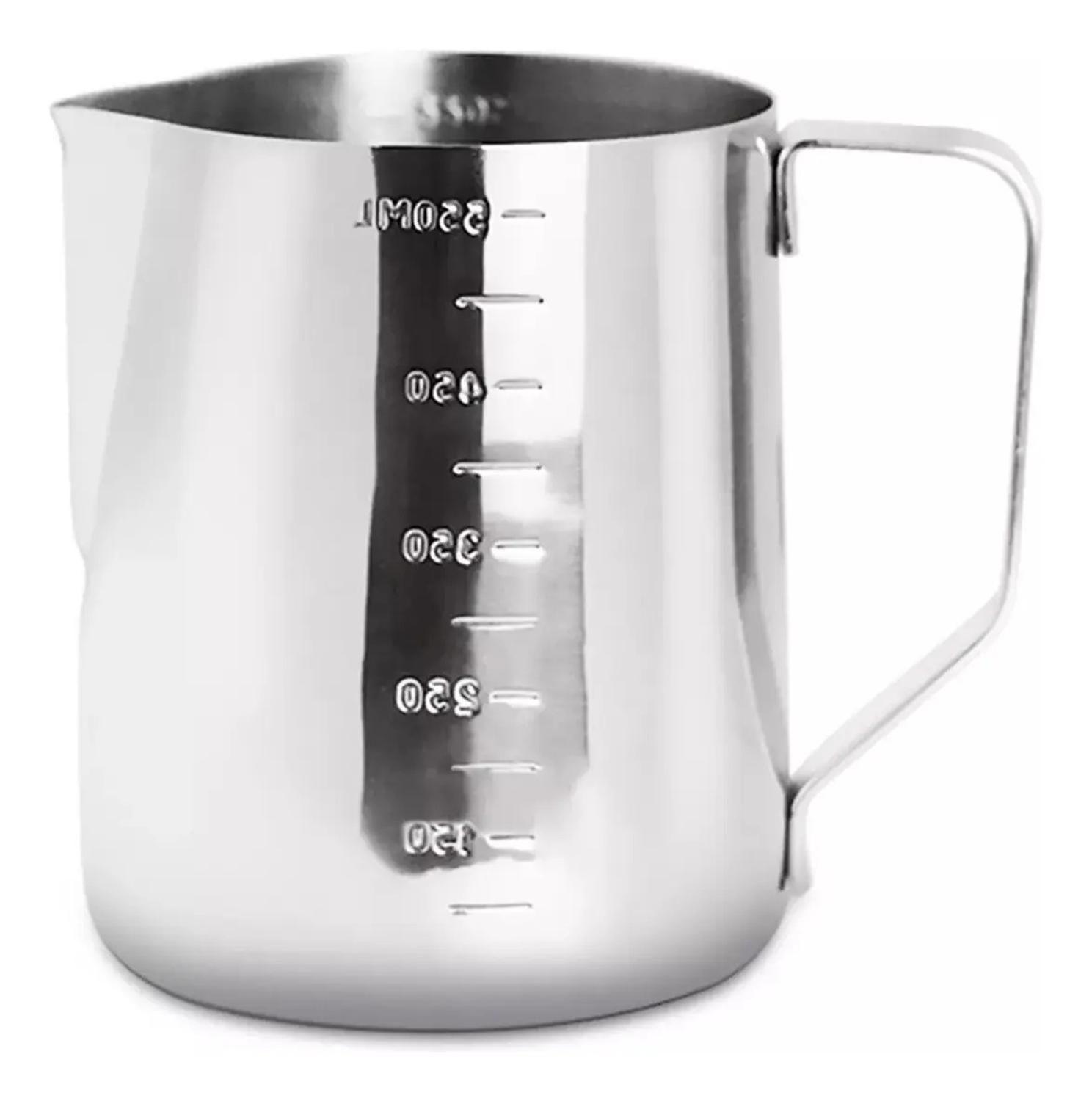 Jarra Espumadora 600ml Leche Medidor Barista Texturizador Plateado-0