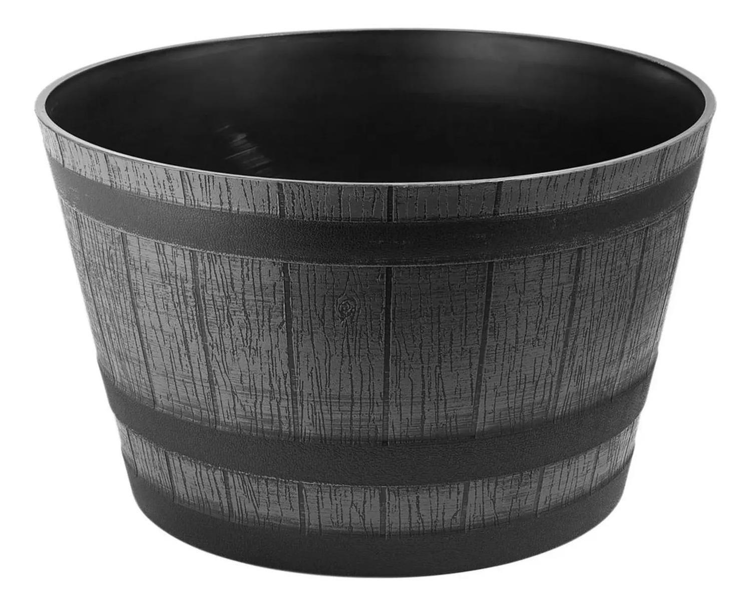 Macetero De Plastico Canasto Dorado Maceta Balde Grande Negro-0