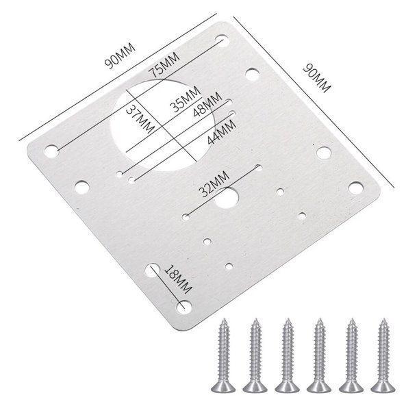 Pack 2 Placas Reparacion Bisagra Mueble Tornillo Puerta 90mm-2