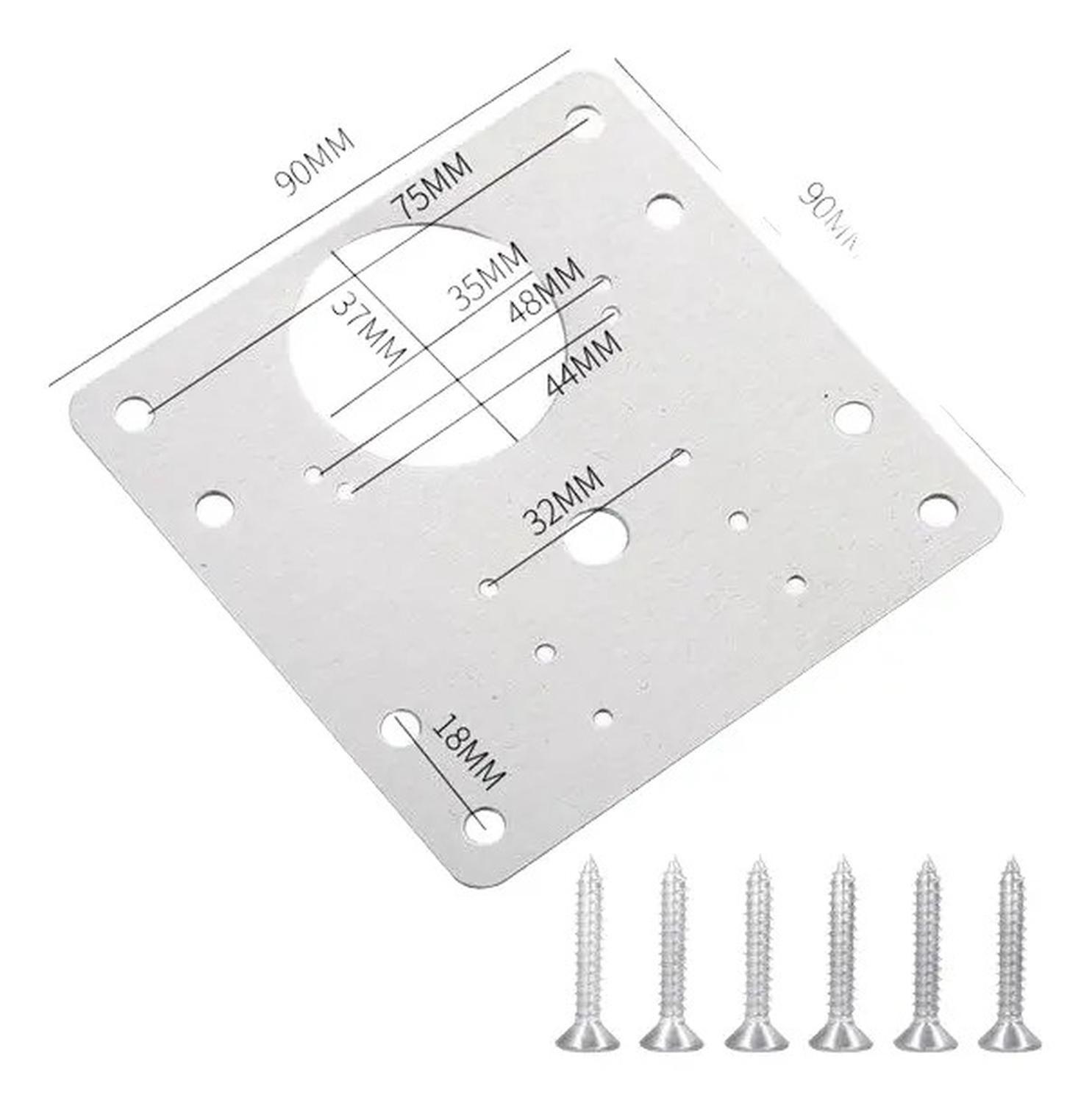 Pack 2 Placas Reparacion Bisagra Mueble Tornillo Puerta 90mm-1