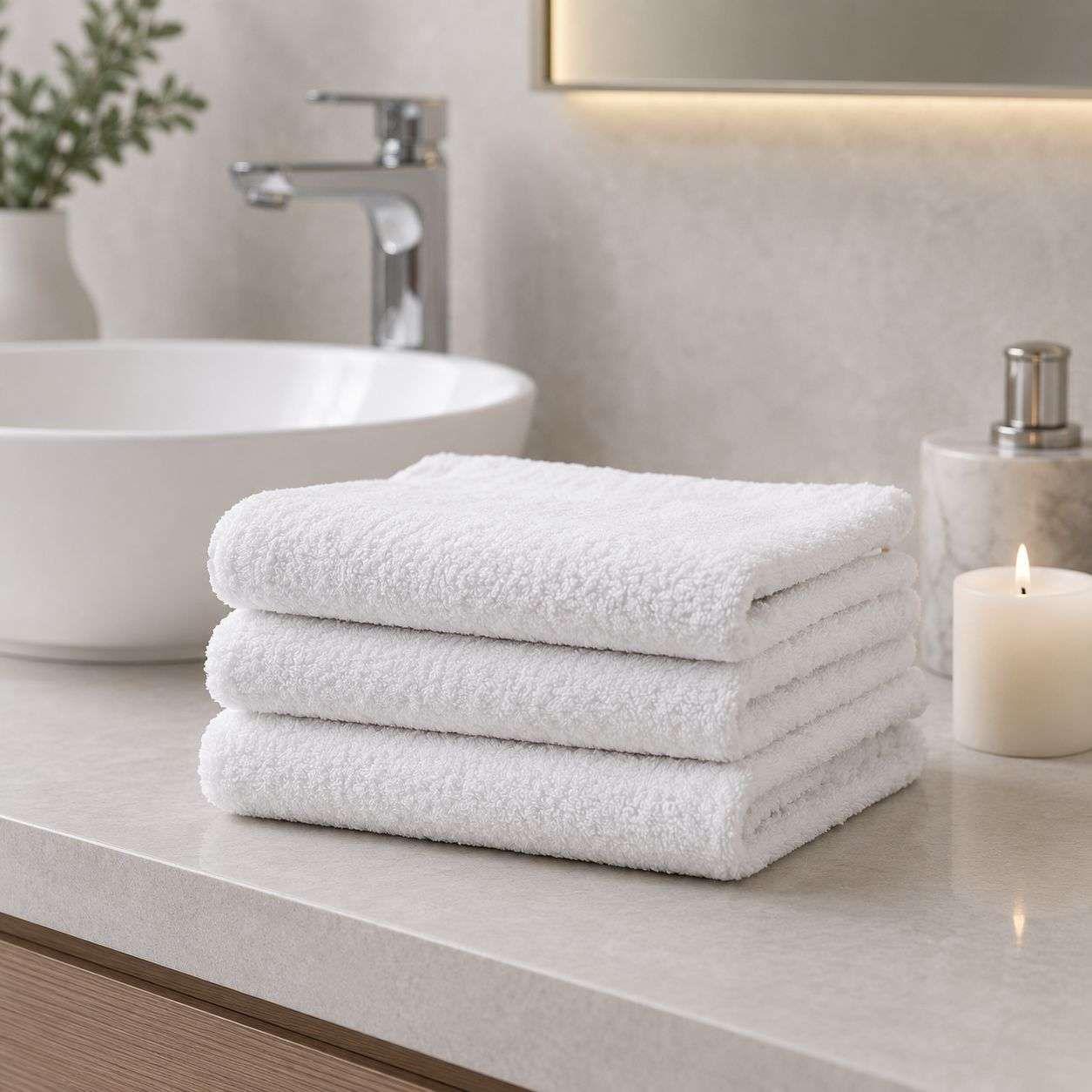 Set 3 Toallas De Mano Blancas Hoteleria Toalla 33x70cm-2