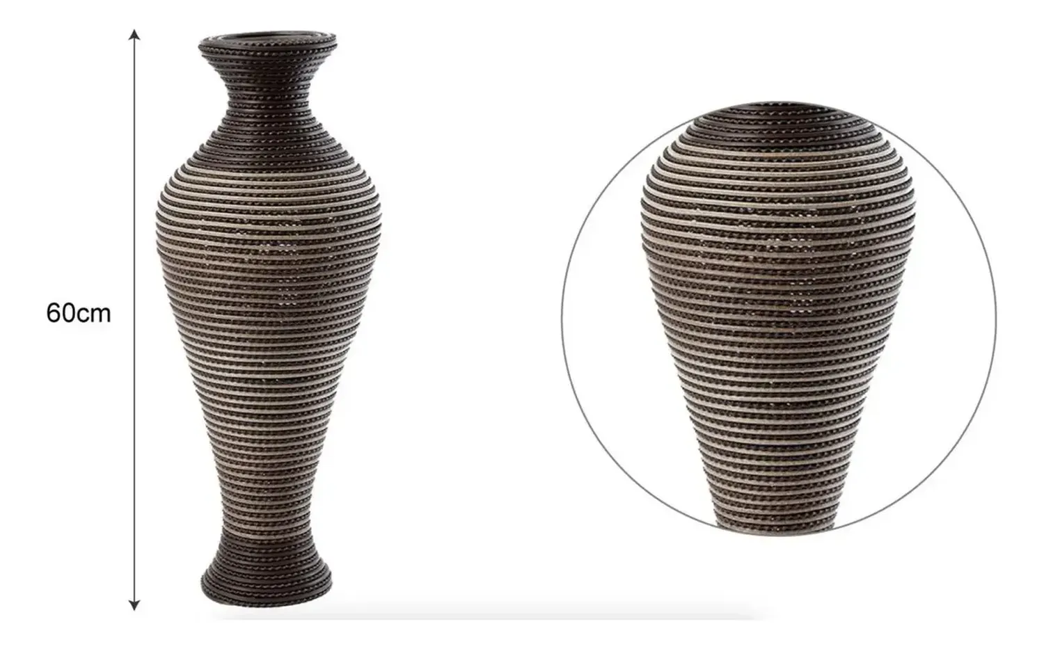 Florero Jarron Decorativo Florero Tejido Moderno 60cm M7 Marrón Líneas-1