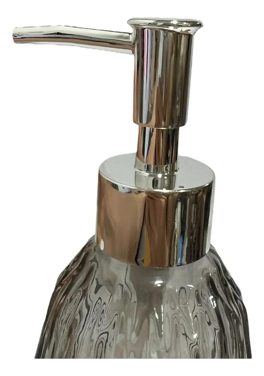 Dispensador Jabón Alcohol Gel 350ml Vidrio Elegante Oval Gris-1