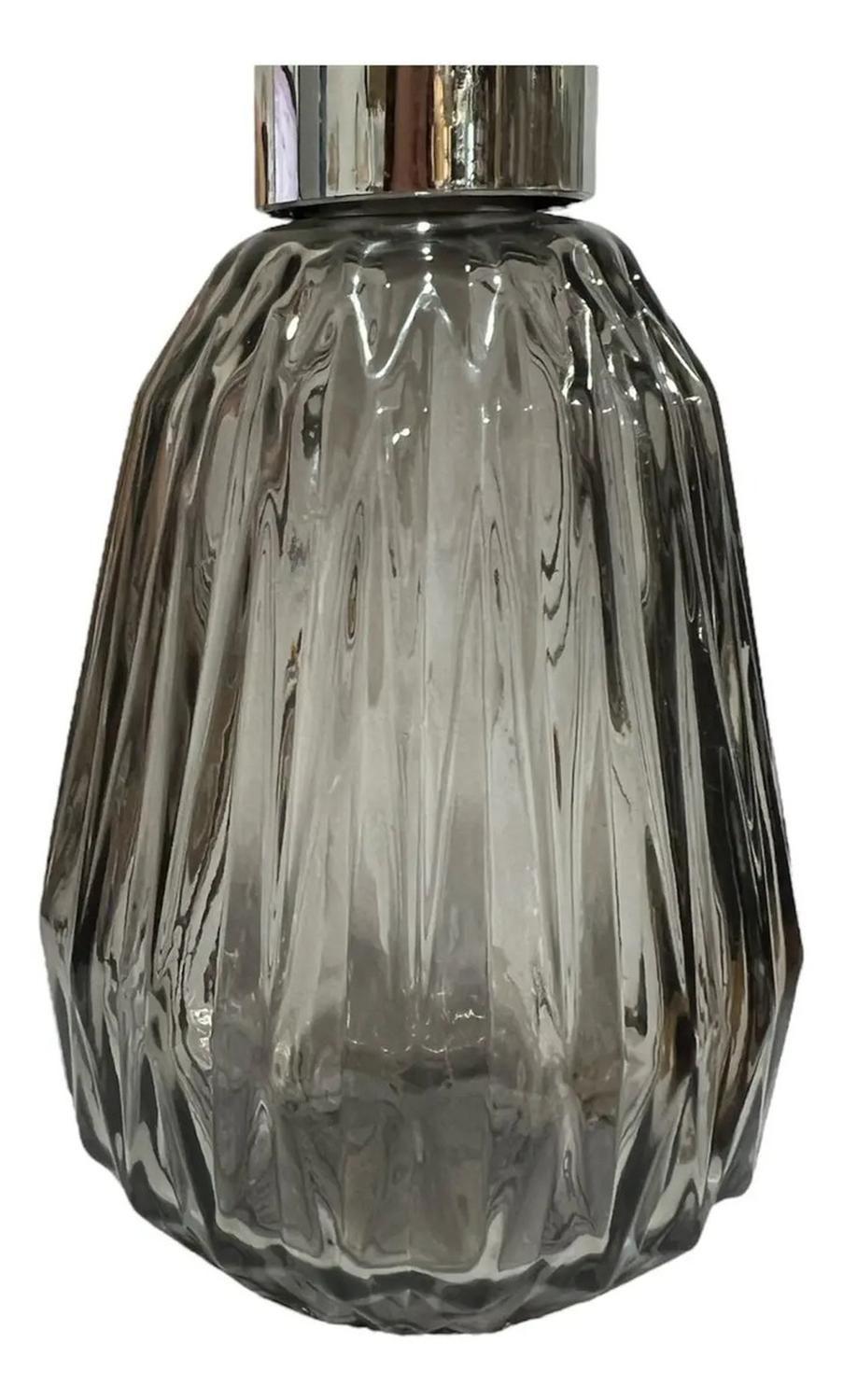 Dispensador Jabón Alcohol Gel 350ml Vidrio Elegante Oval Gris-2