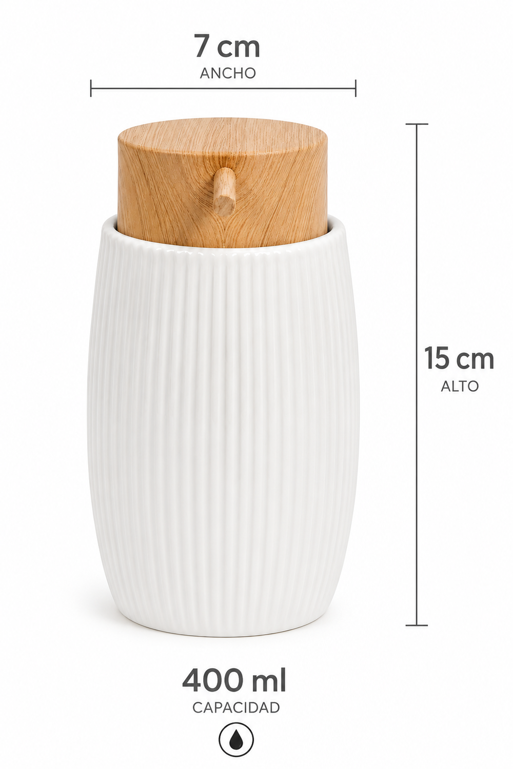 Dispensador Jabón Alcohol Gel 400ml Decorativo Ceramica Blanco-2