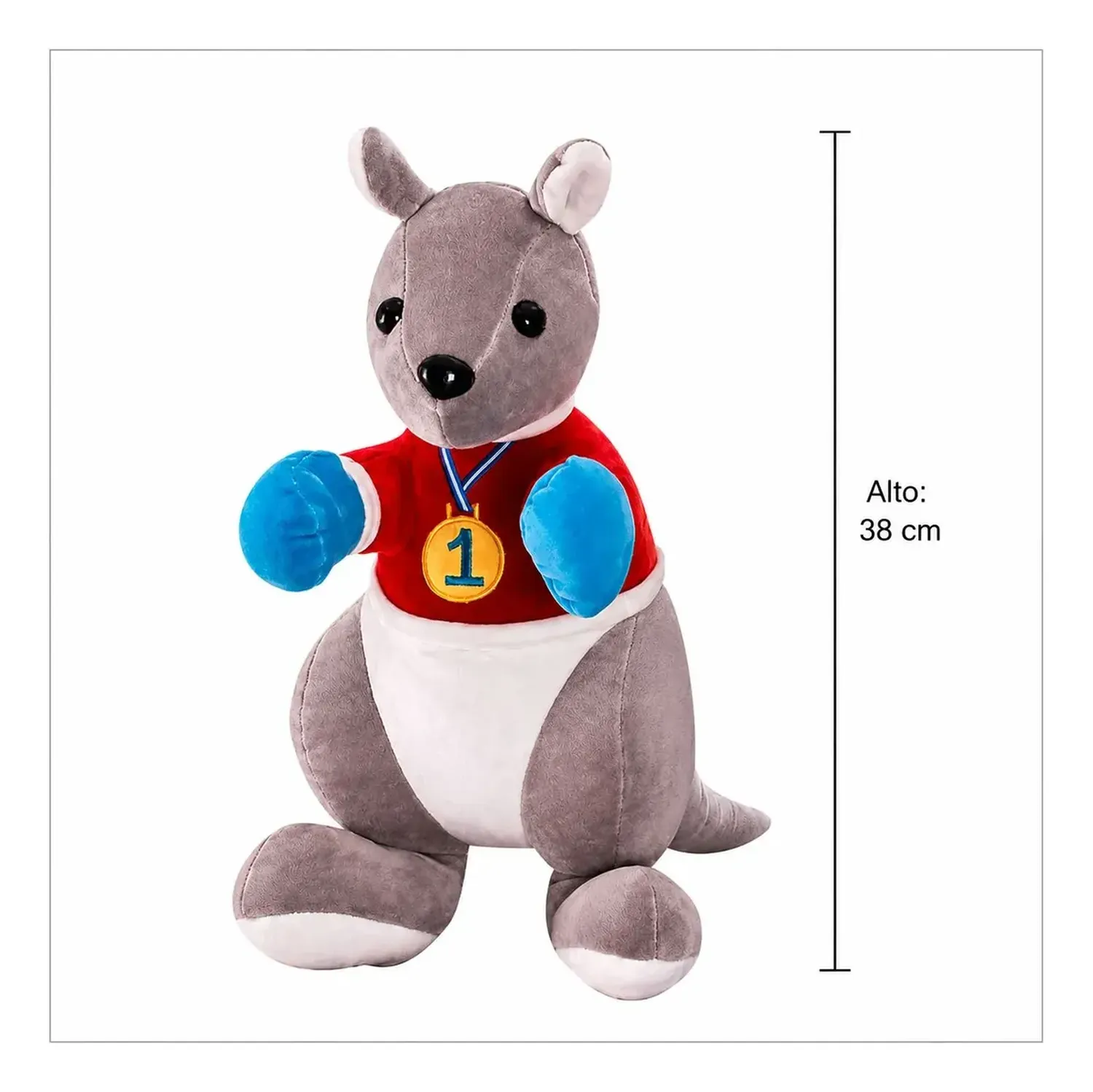 Peluche De Canguro Boxeador Bufanda Peluche Animales Gris-2