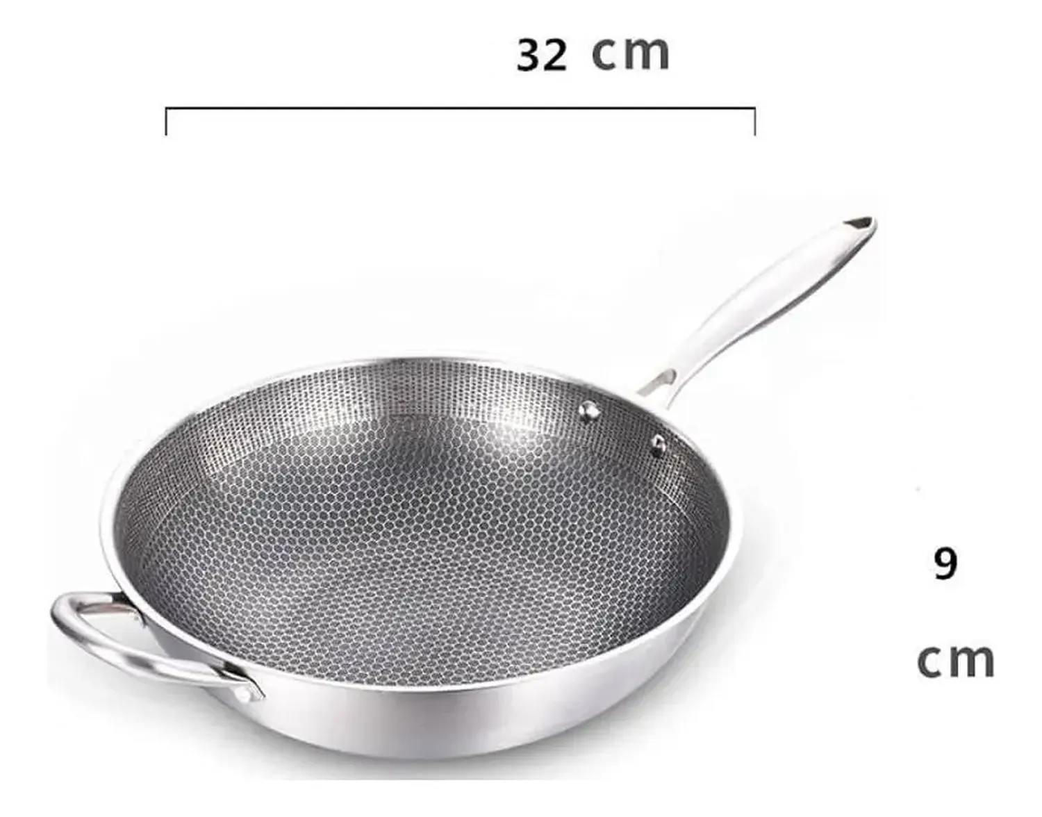Sarten Wok Chino De Hierro Cocina Hogar 32cm Plateado-1