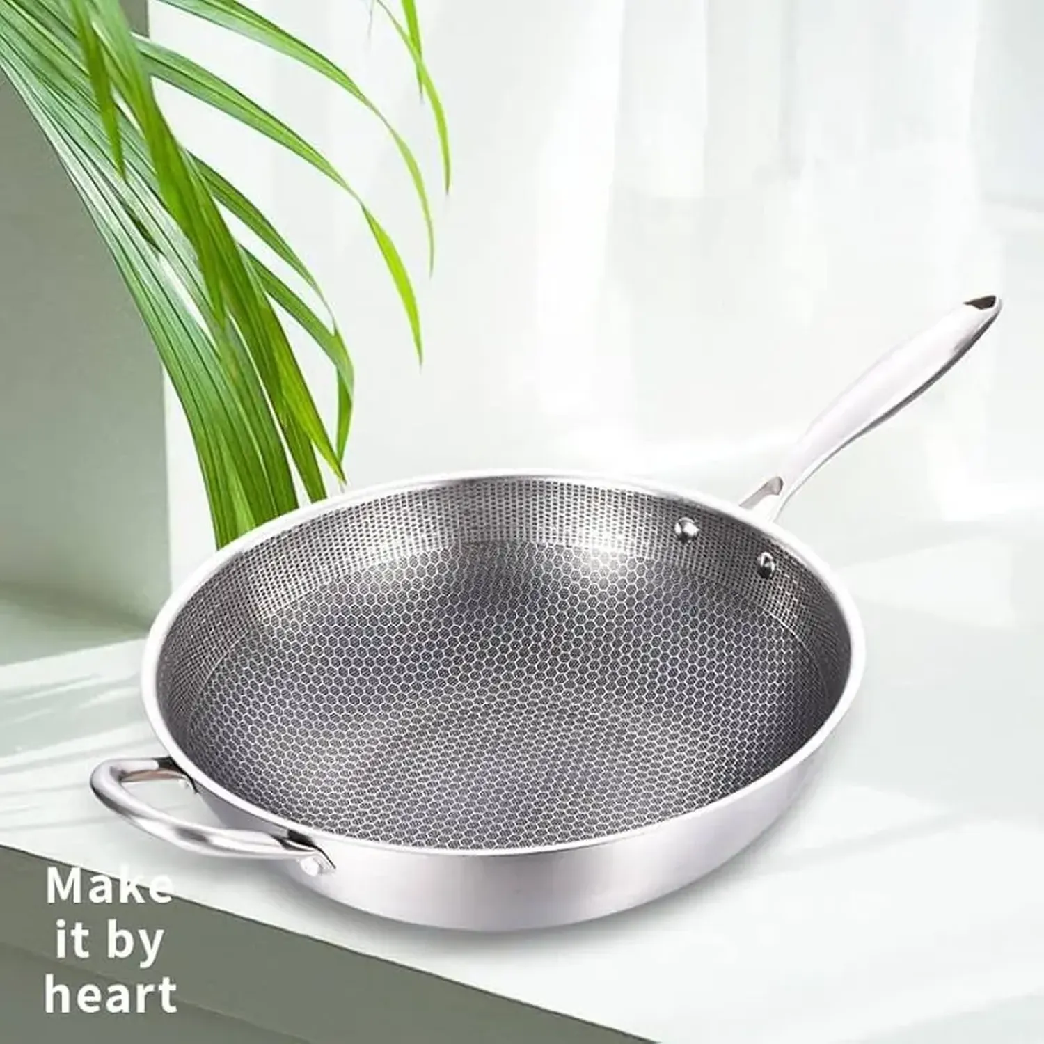 Sarten Wok Chino De Hierro Cocina Hogar 32cm Plateado-2