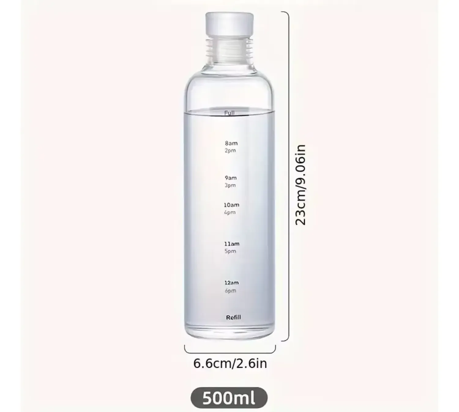 Termo Agua Botella Agua Vaso Vidrio 500ml Transparente-1