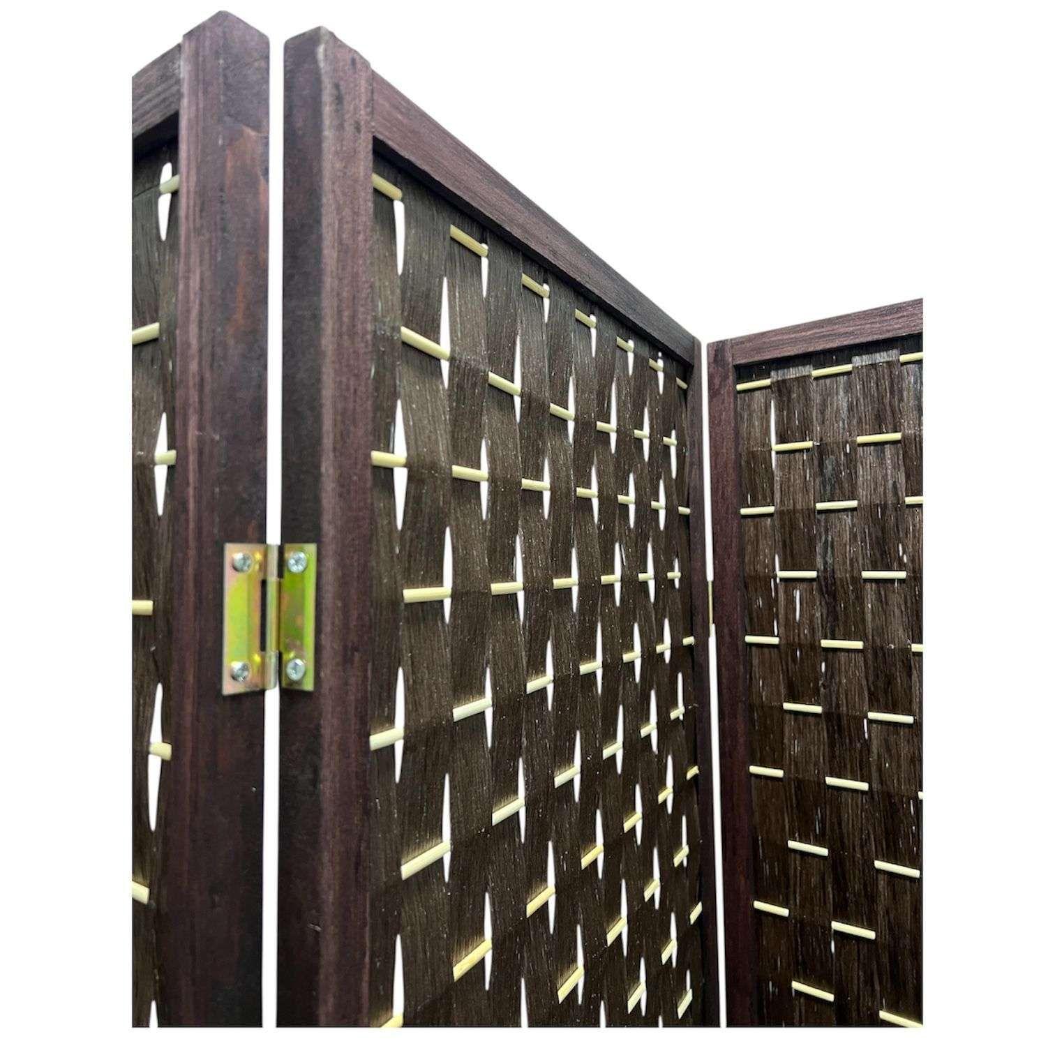 Biombo De Madera Resistente 4 Paneles Tejido 180cmx180cm-1