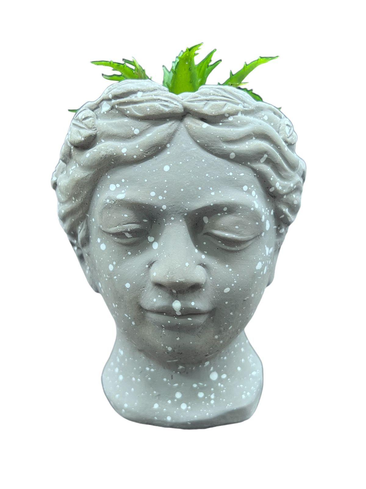 Macetero De Ceramica Planta Artificial Moderno Rostro Griego G-1