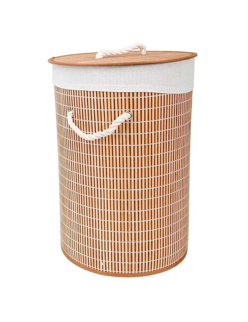 Cesto De Ropa Bambu Con Tapa Material Resistente-0