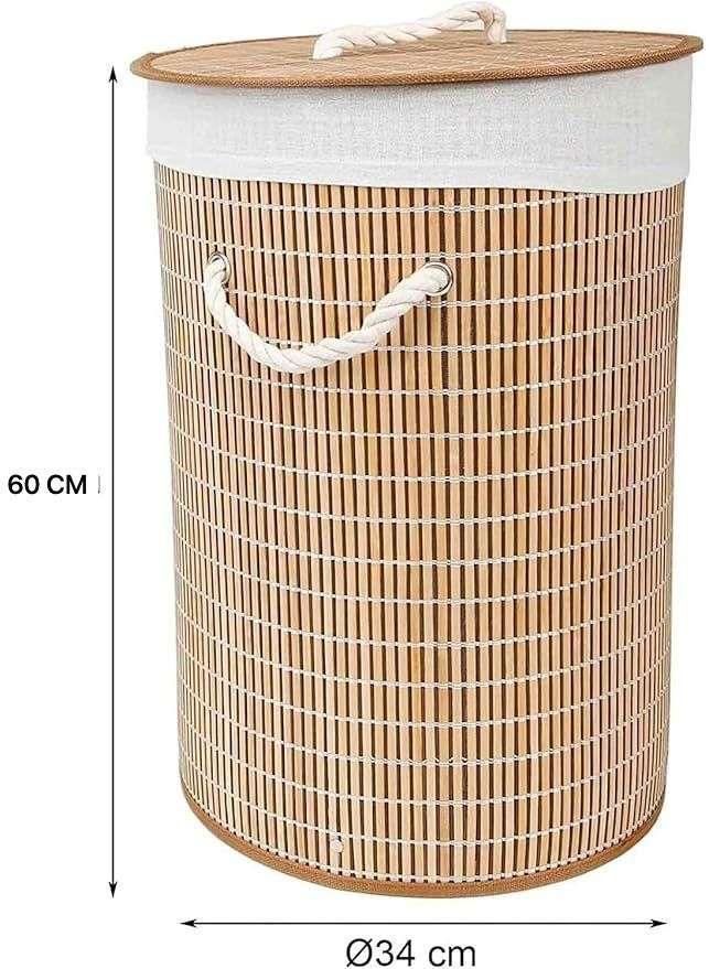 Cesto De Ropa Bambu Con Tapa Material Resistente-1