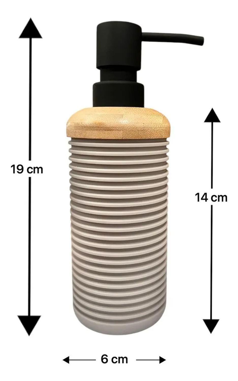 Set De Baño 2 Piezas Bambu Jabon Porta Cepillo Elegante Crema-3