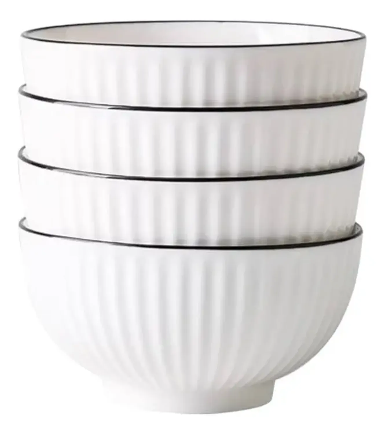 Plato Bowl Sopero Decorativo Diseño Lineas Redondo Grande Blanco Lisa-0